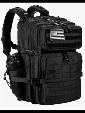 Tactical Black Backpack with MOLLE Panels
